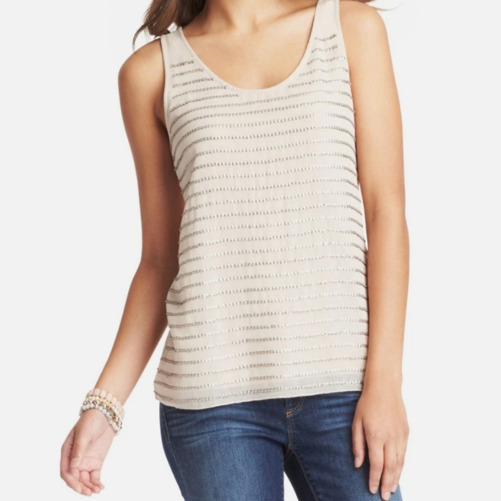 Ann Taylor LOFT Sequin Stripe Shell Tank Top